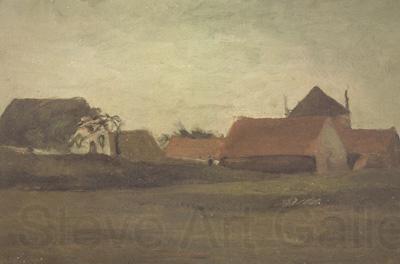 Vincent Van Gogh Farmhouses in Loosduinen near The Hague at Twilight (nn04) France oil painting art